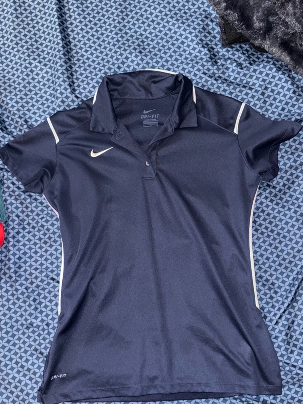 Nike Navy and White Dri-FIT Polo